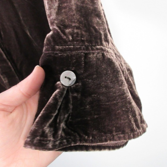 Habitat Velvet Tunic Women L Brown Viscose Blend Button Down Casual Dressy 320 - Picture 9 of 14